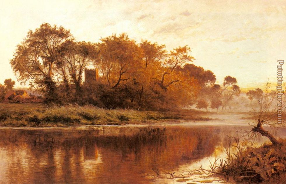 The Last Gleam Wargrave on Thames painting - Benjamin Williams Leader The Last Gleam Wargrave on Thames art painting